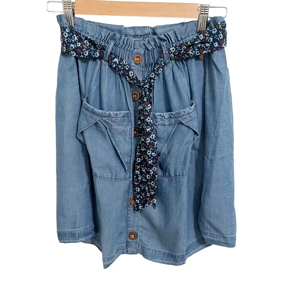 Matilda Jane Oceanside Chambray Blue Skirt NWT 14 Girl